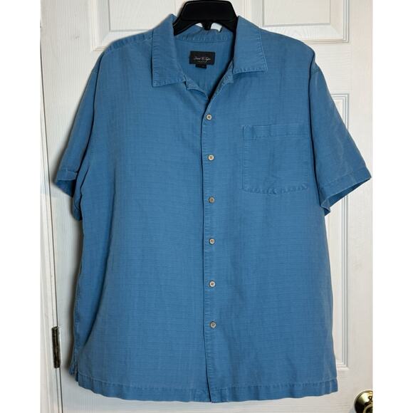 David Taylor Collection Men's Short Sleeved Button- Up, Blue, XL - Picture 1 of 8